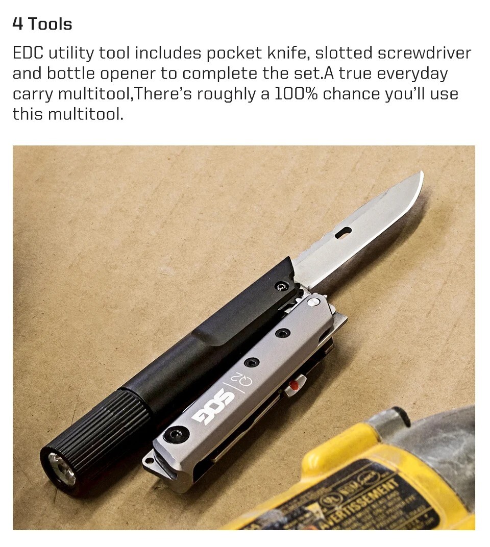 Q2 Mini Multifunctional Pen With Folding Knife LED Flashlight Multi-Tools Pocket
