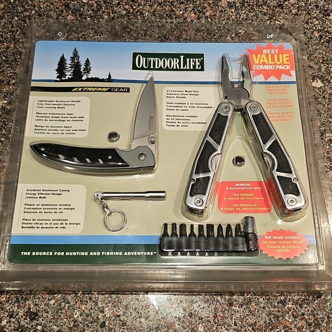 Outdoor Life Pocket Knife, Multi-Tool & Sheath Combo pack Light Extreme Gear New