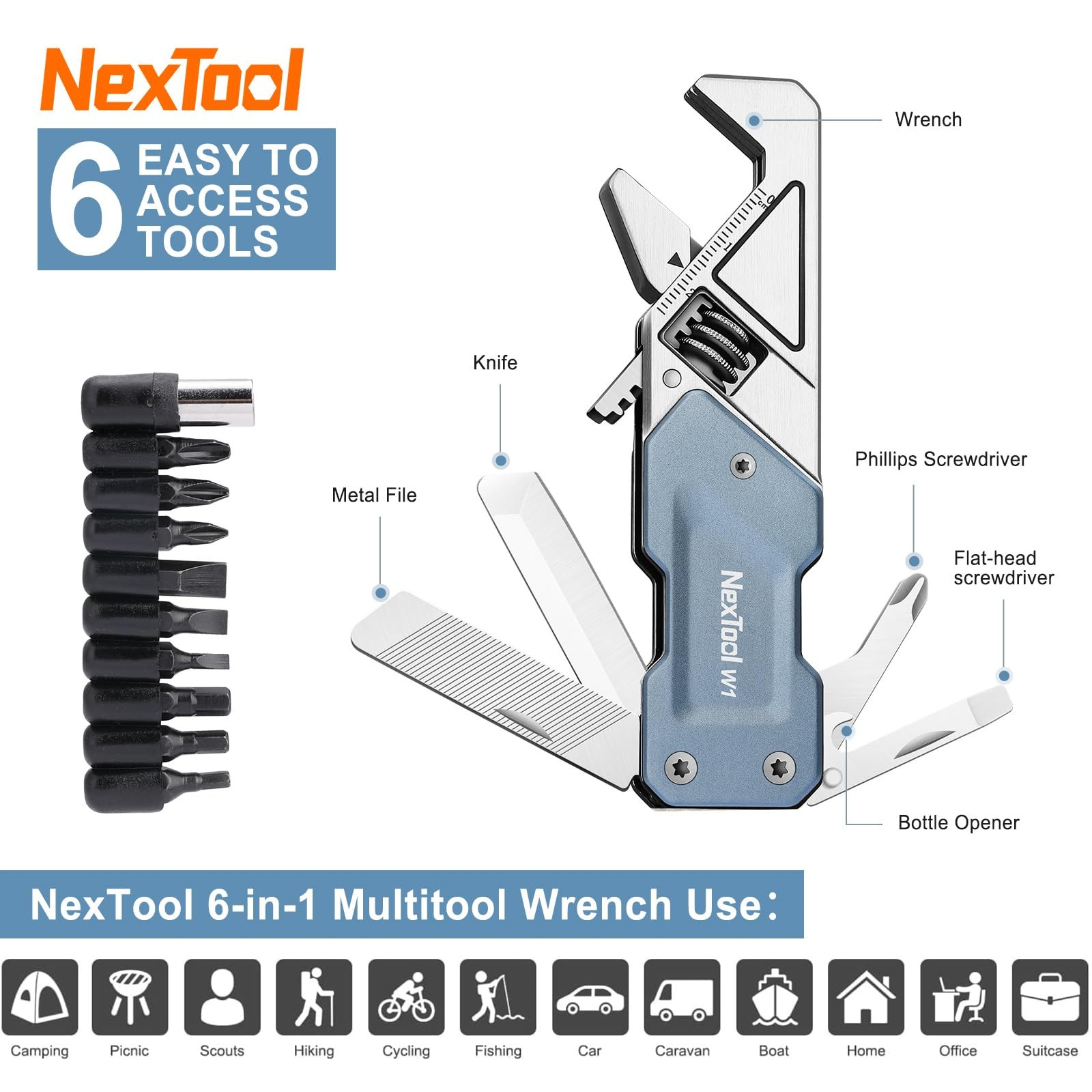 EDC Multi Tool, 6 in 1 Wrench Multitool with Knife, Flat/Phillips Screwdriver…