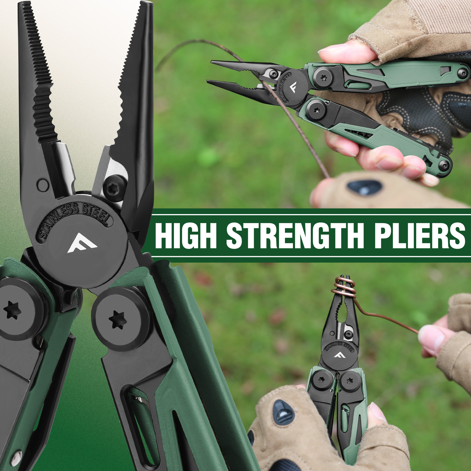 FLISSA Multitool, 15-in-1 with Sheath, Stainless Steel EDC Multitool Pliers