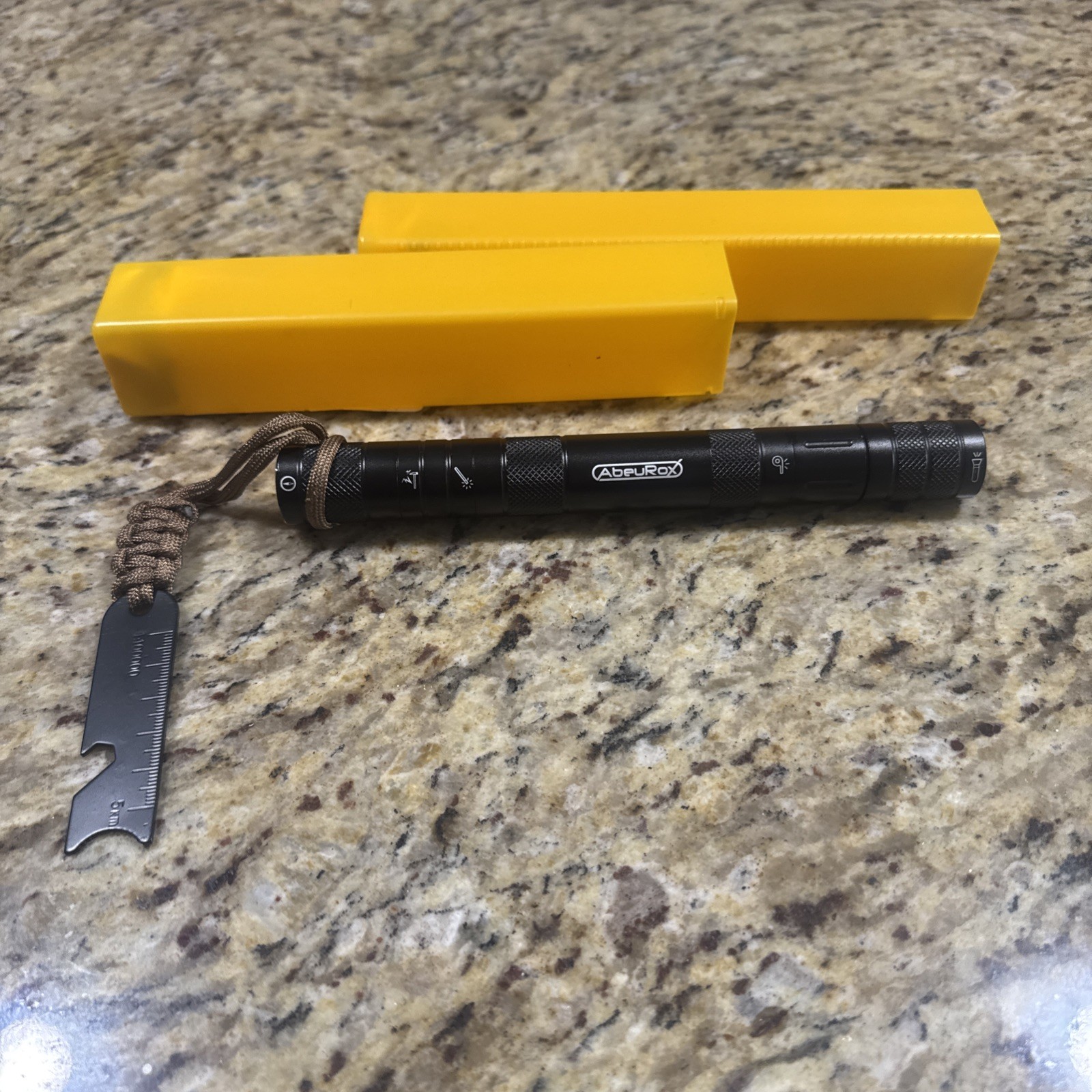 AbeuRox Flashlight Multifunctional Tactical Survival Tool Fire starter Whistle
