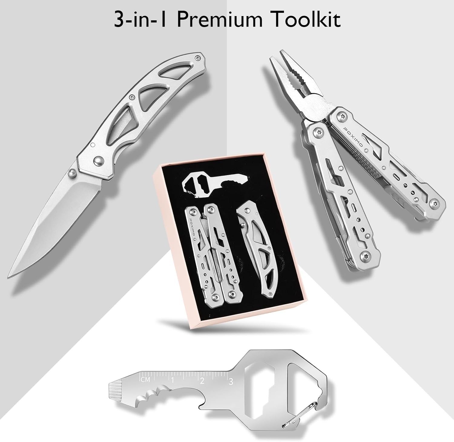 Multitool Gifts Men Multi-tool Pliers & Pocket Knife 3-Piece EDC Tool Set Packed