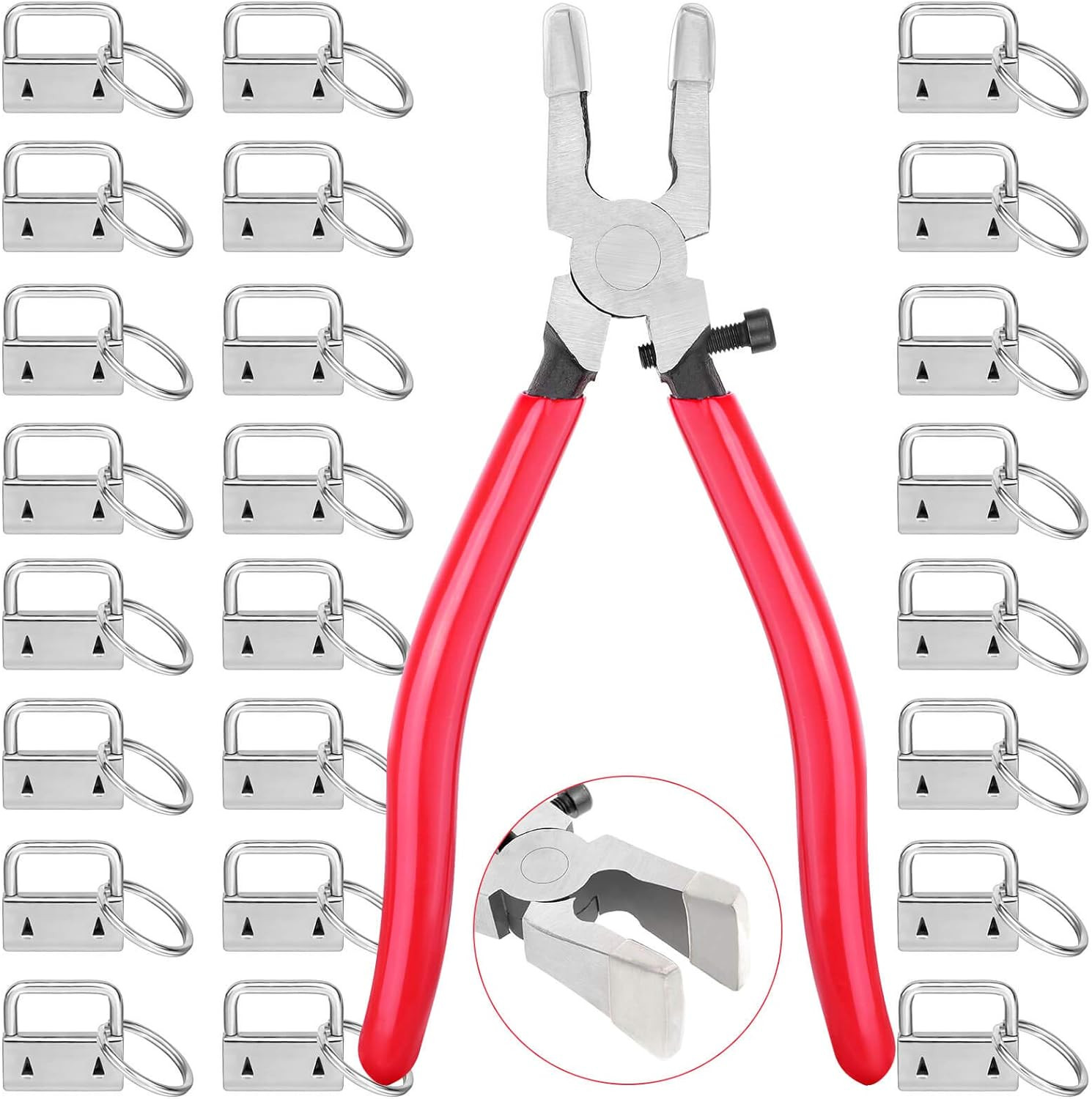 Key Fob Hardware Set, 50PCS Lanyard Key Fob Hardware 1 Inch with Key Fob Pliers