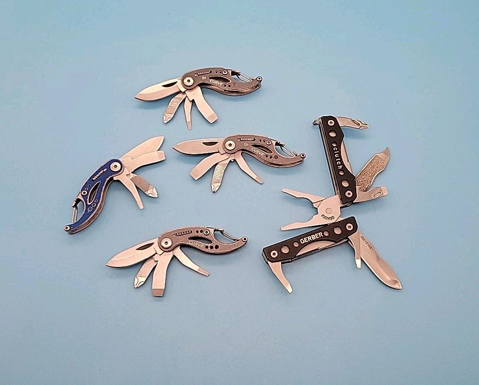 Gerber Curve / Clutch Mini Multi-Tool – LOT OF 5 – Blade, File, Screwdrivers
