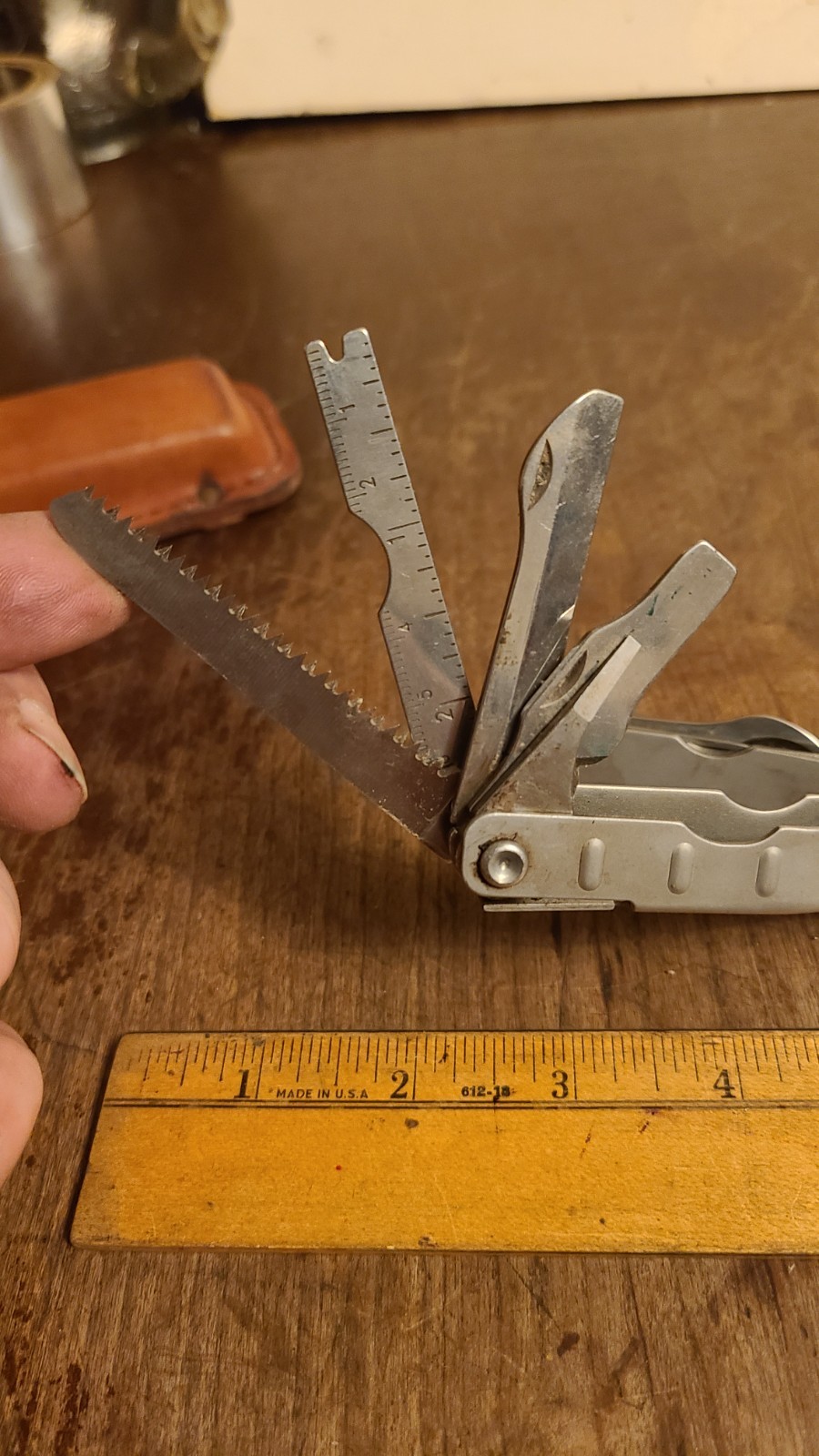 Vintage Schrade Tough Tool ST1 Multi-Tool w/ Leather Sheath USA Gift Pliers