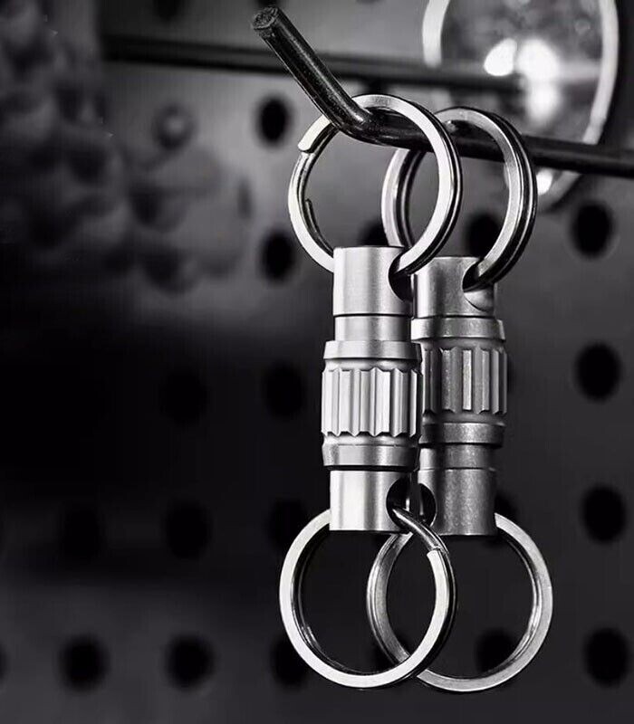 Titanium Quick Release Swivel Keychain EDC Car Key Holder with Double Key Rings