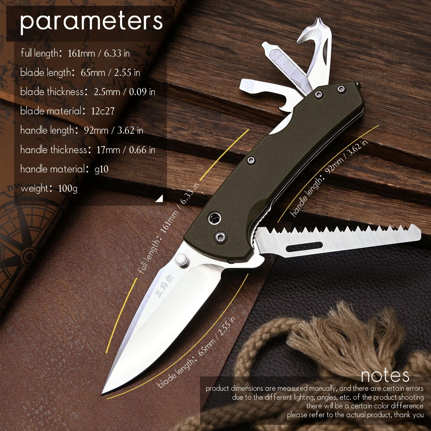 Sanrenmu 7106 Multi-function Folding Knife Camping Hiking Repairs Edc Tool