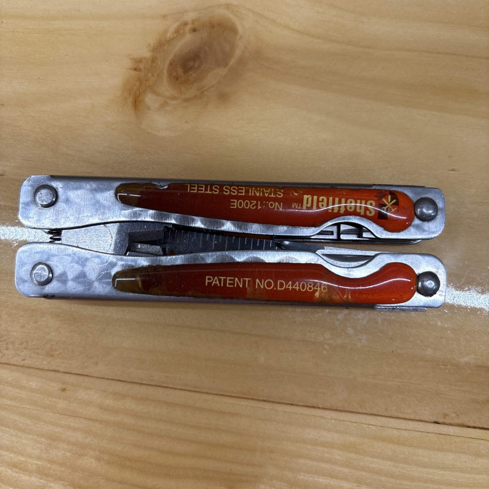 SHEFFIELD #1200E STAINLESS STEEL FOLDING PLIERS & MULTI TOOL KNIFE SAW