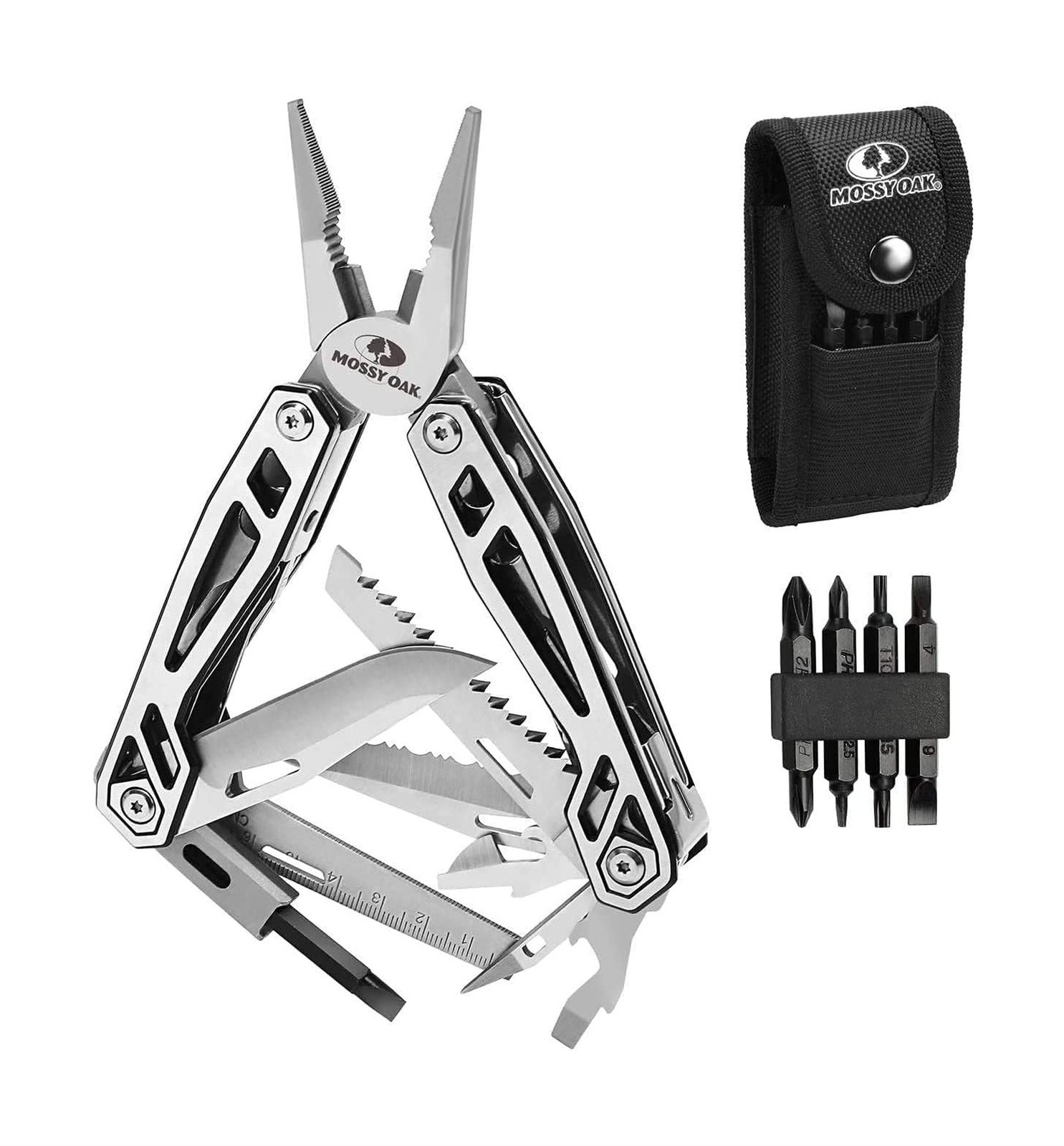MOSSY OAK Multitool, 21-in-1 Stainless Steel Pocket Knife with Screwdriver Sl…