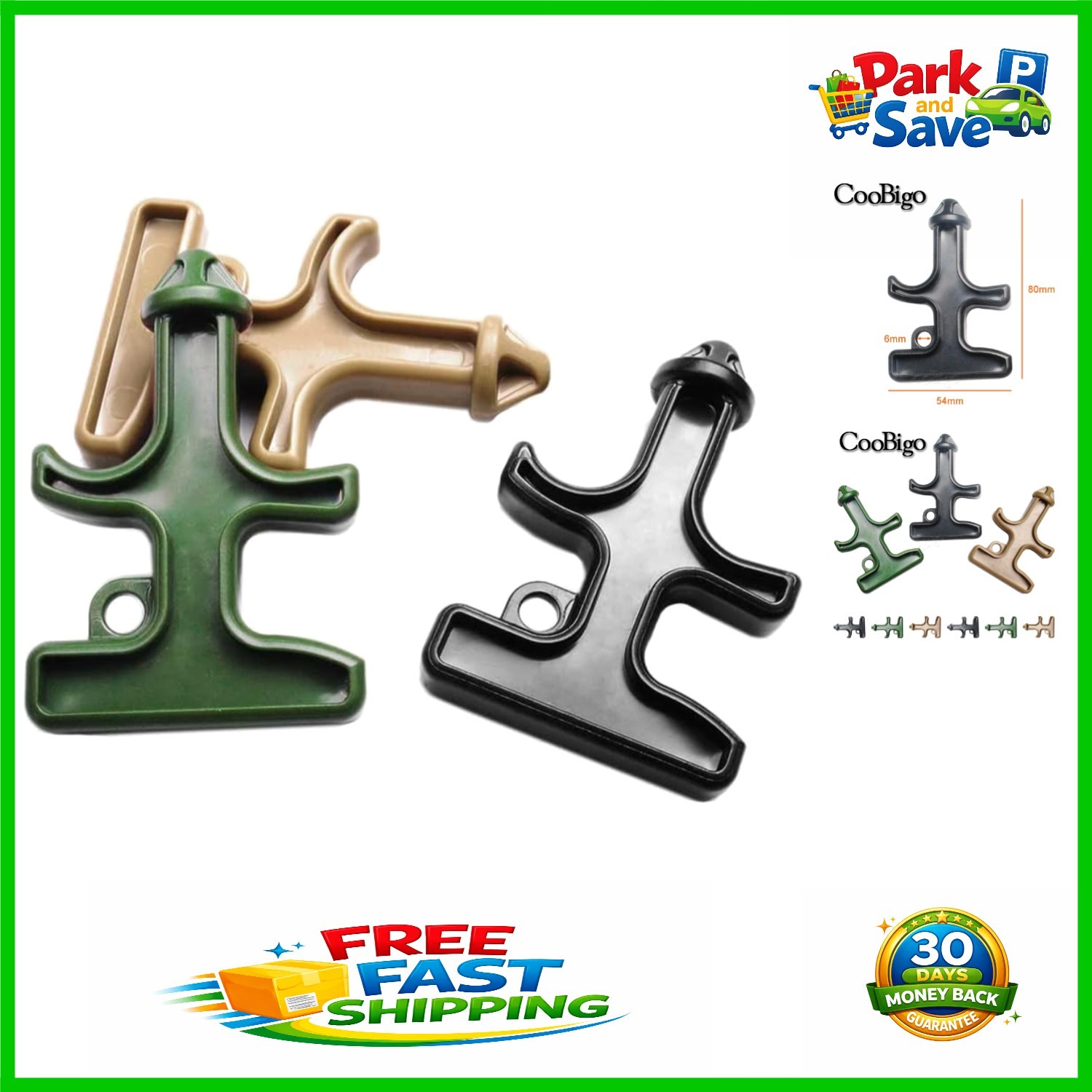 3pcs Portable Tactical Keychain Tools in Black, Gold & Green – Must-Have Gear