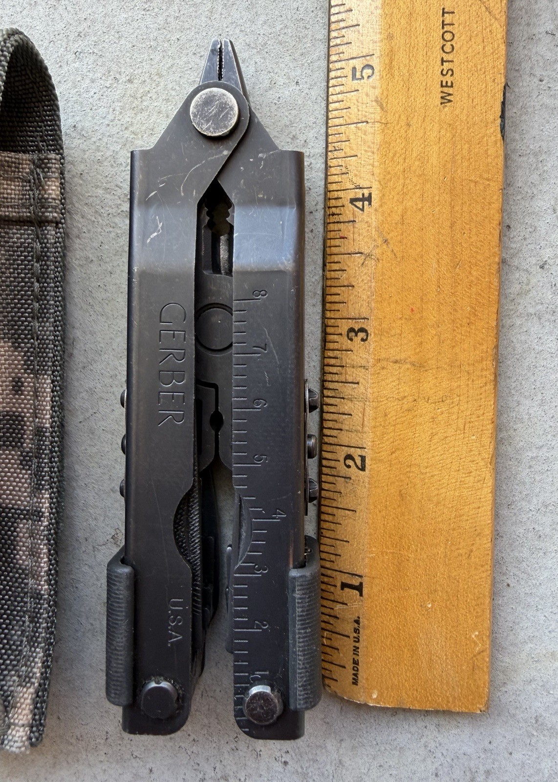 GERBER MP600 USA BLACK OXIDE MULTI TOOL, KNIFE, PLIER, W/SHEATH, VERY GOOD OA!