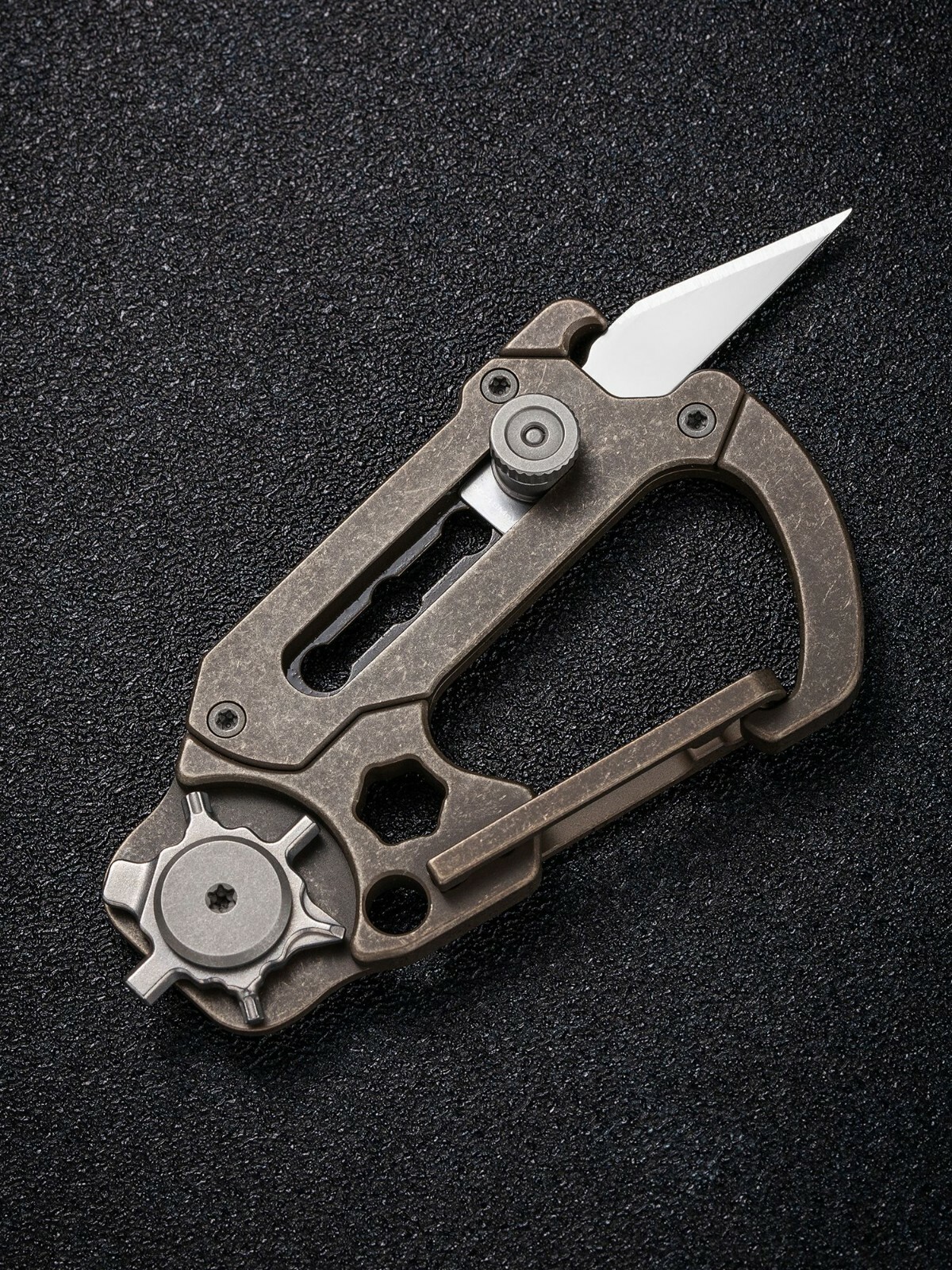 Civivi Polymorph Carabiner Keychain Titanium Multi Tool Bronze Utility Blades
