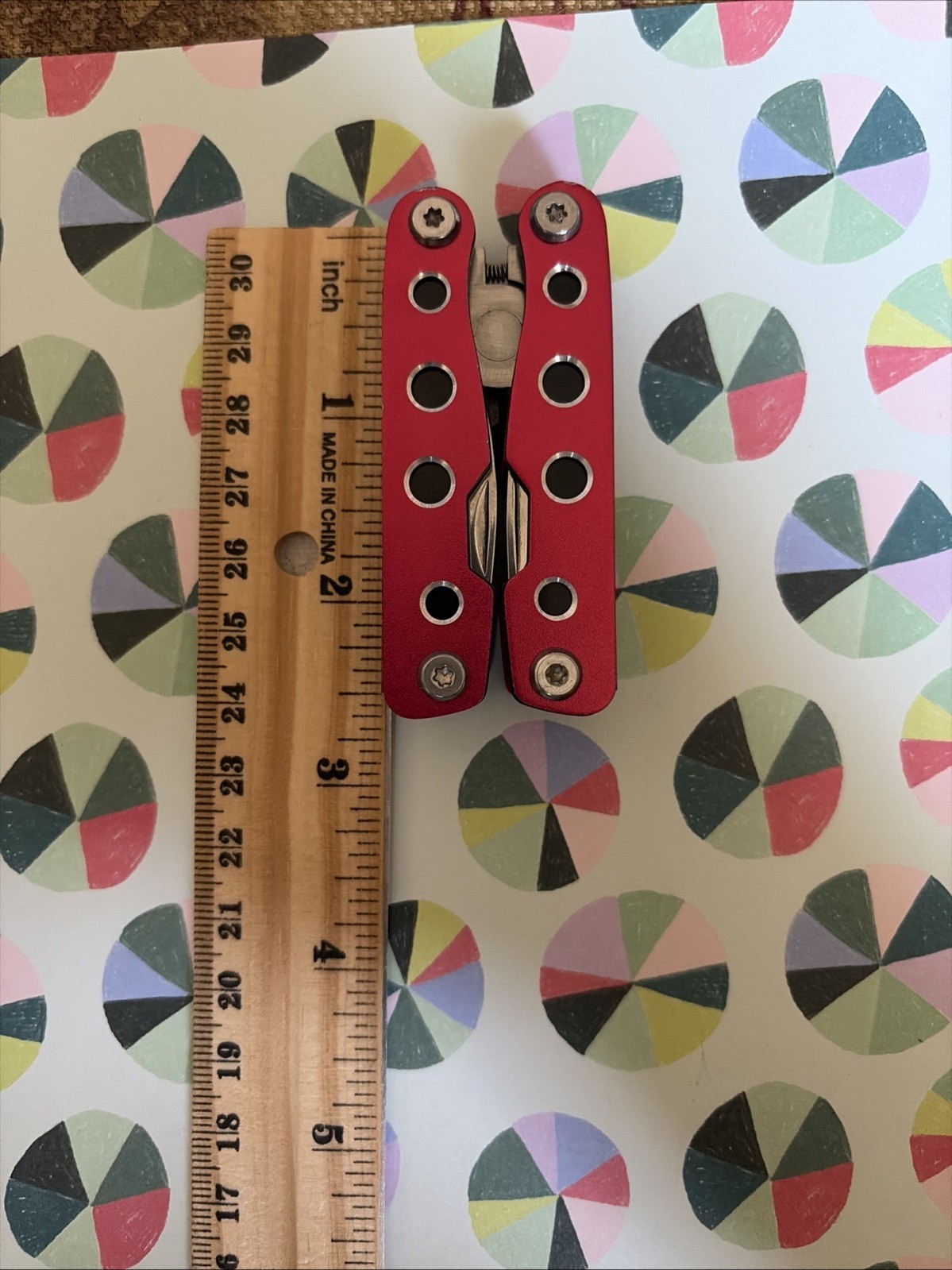 Multi-Tool Knife, Pliers – 11 in 1 Red With Sheath Measures 2 1/2” Closed -New