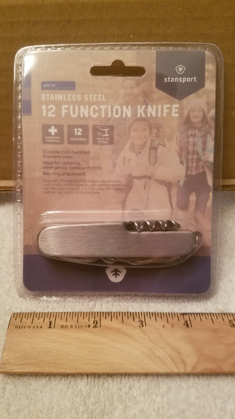 Stansport; Stainless Steel 12-Function Multi-Tool/Knife & Key Ring (#8535) (NIP)