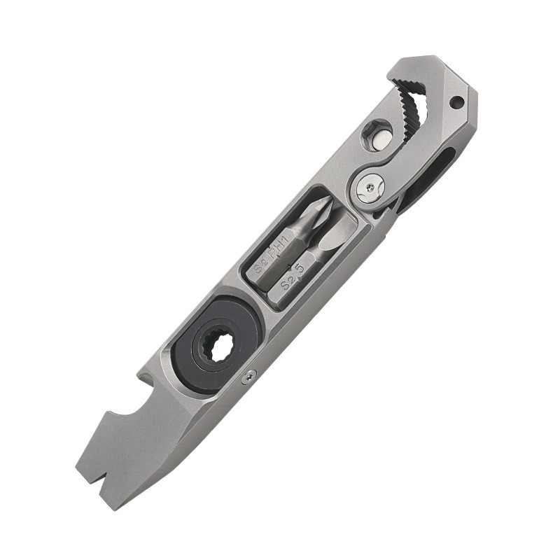 Titanium Multi Tool EDC Pocket Pry Bar Ratchet Wrench Screwdriver Bottle Opener