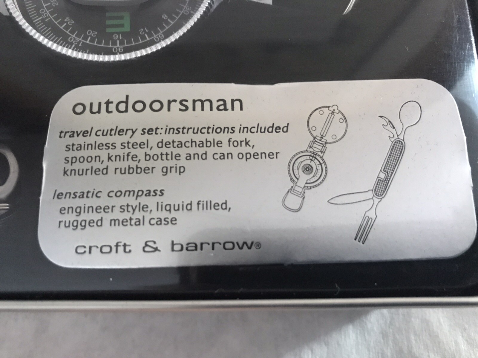 NEW Croft and Barrow Set Outdoorsman Folding Cutlery Engineer Compass NIB Metal