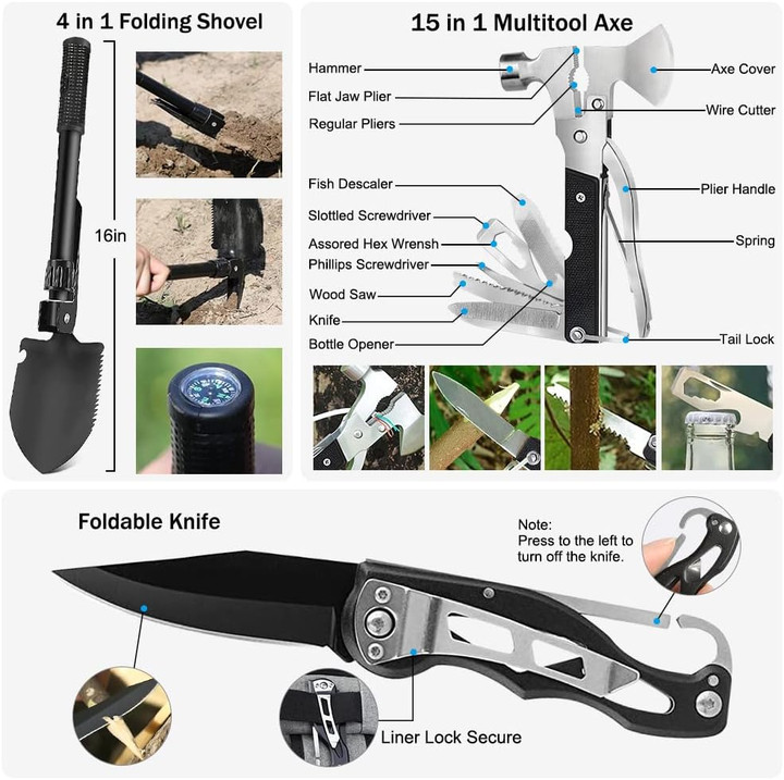 Professional Survival 235 Pcs Gear First aid Tool Gift for Men Camping Outdoor