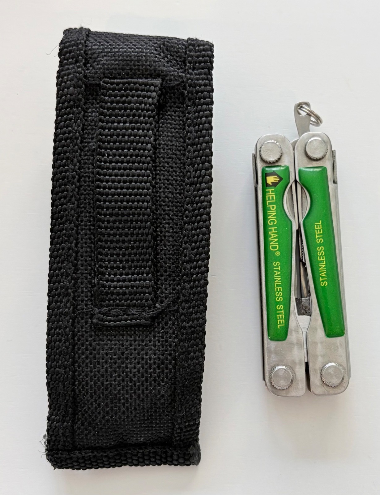 Helping Hand Folding Multitool 9-in-1 Pliers Knife Scissors Stainless Steel Case