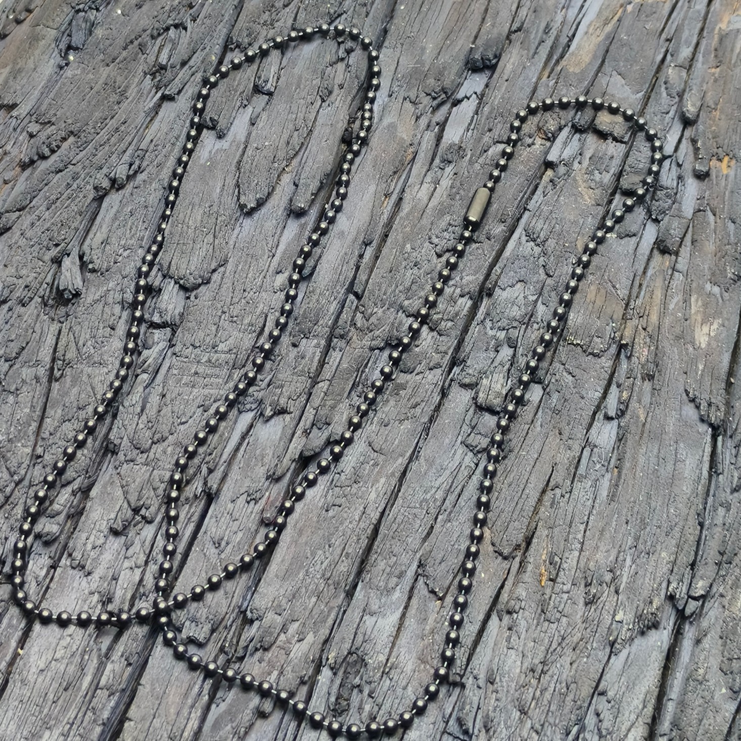 EDC Anti-allergy Pure Chain Ball Bead Necklace black 2.4x650mm