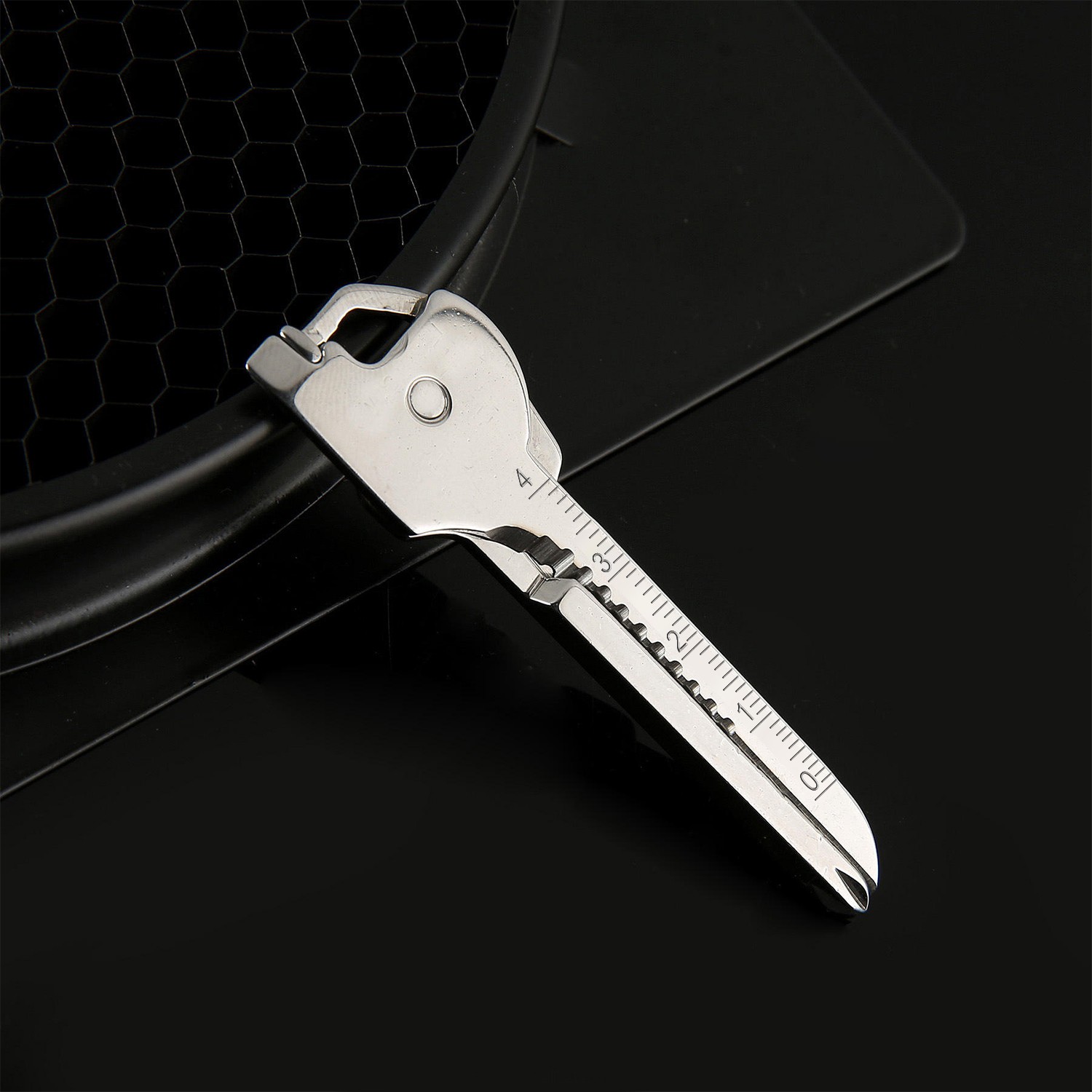 Portable 6 In 1 Multi-Functional Stainless Utili-Key Opener Keychain Ruler Tool