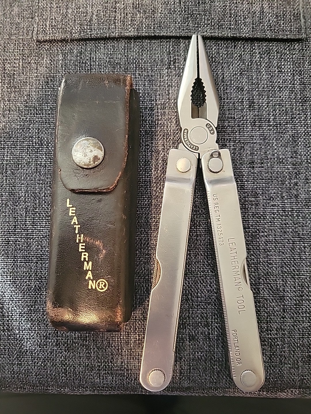 Vintage Original Leatherman Multi-Tool Portland OR TM 1325473 w/ Leather Sheath