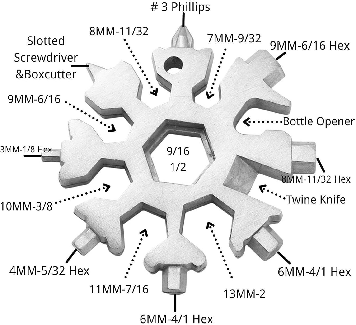 3-Pack Snowflake 18-in-1 Stainless Steel Multitool – Bottle Opener, Screwdrive