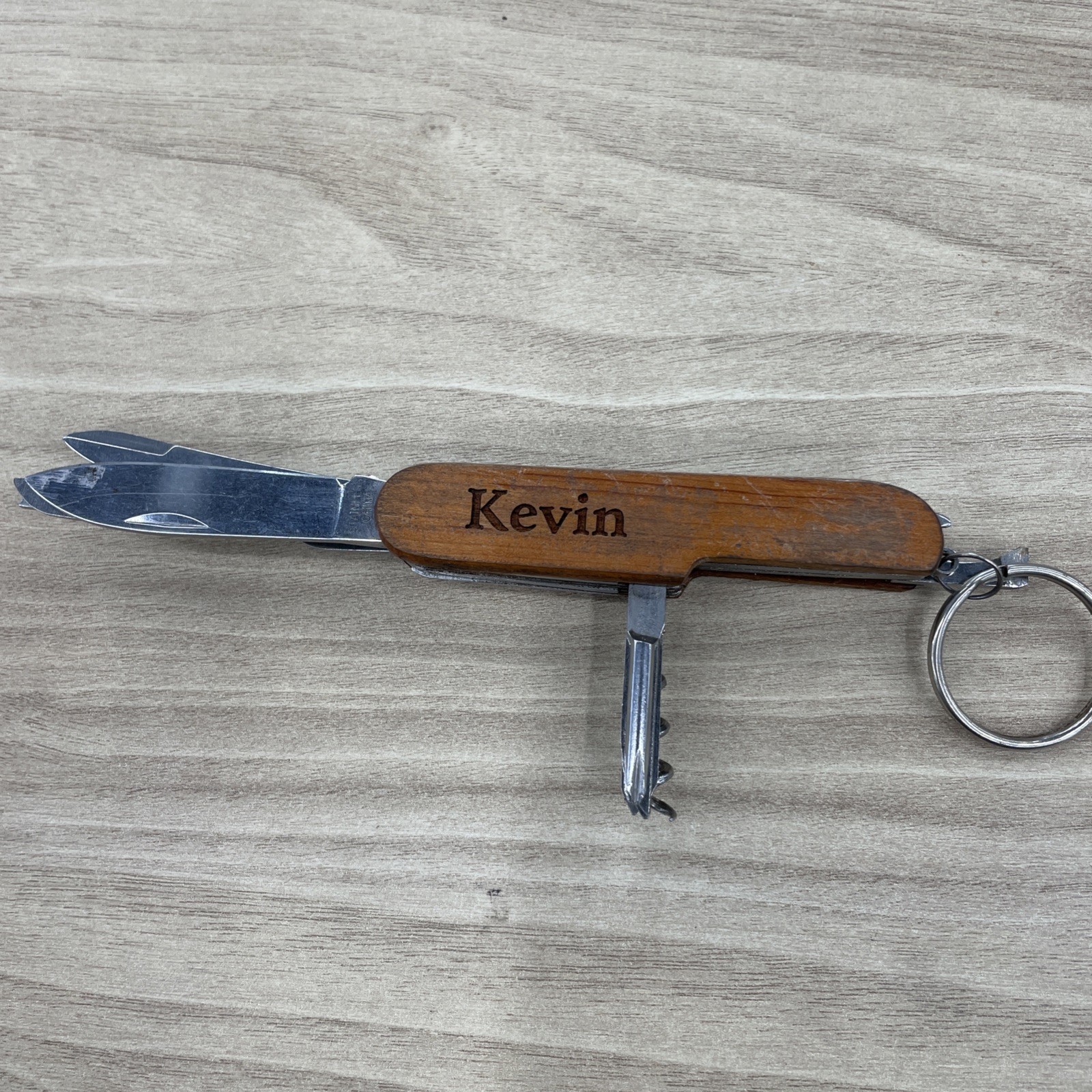 Multi Tool Pocket Knife wood handle Screwdriver, saw, scissors