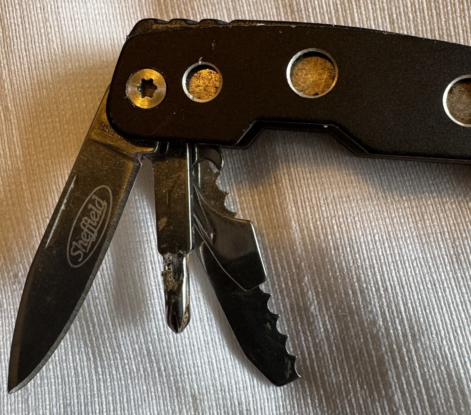 Vintage Sheffield 11 in 1 Multi Tool Black Handle