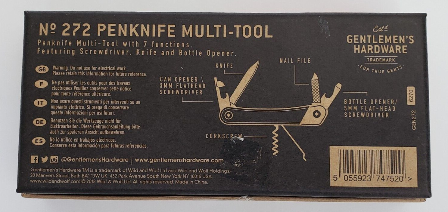 Gentlemen’s Hardware Penknife Multi-Tool Make Hands Make Light Work 7 Functions