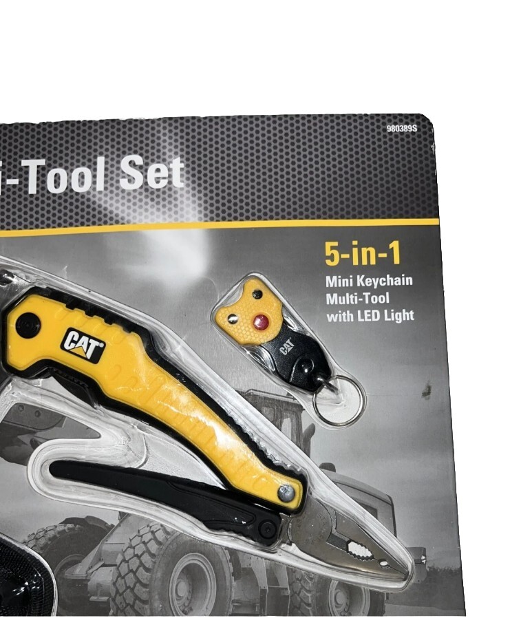 CAT 2 Piece XL Multi-Tool Set, And 5-in-1 Mini Keychain With Storage Pouch
