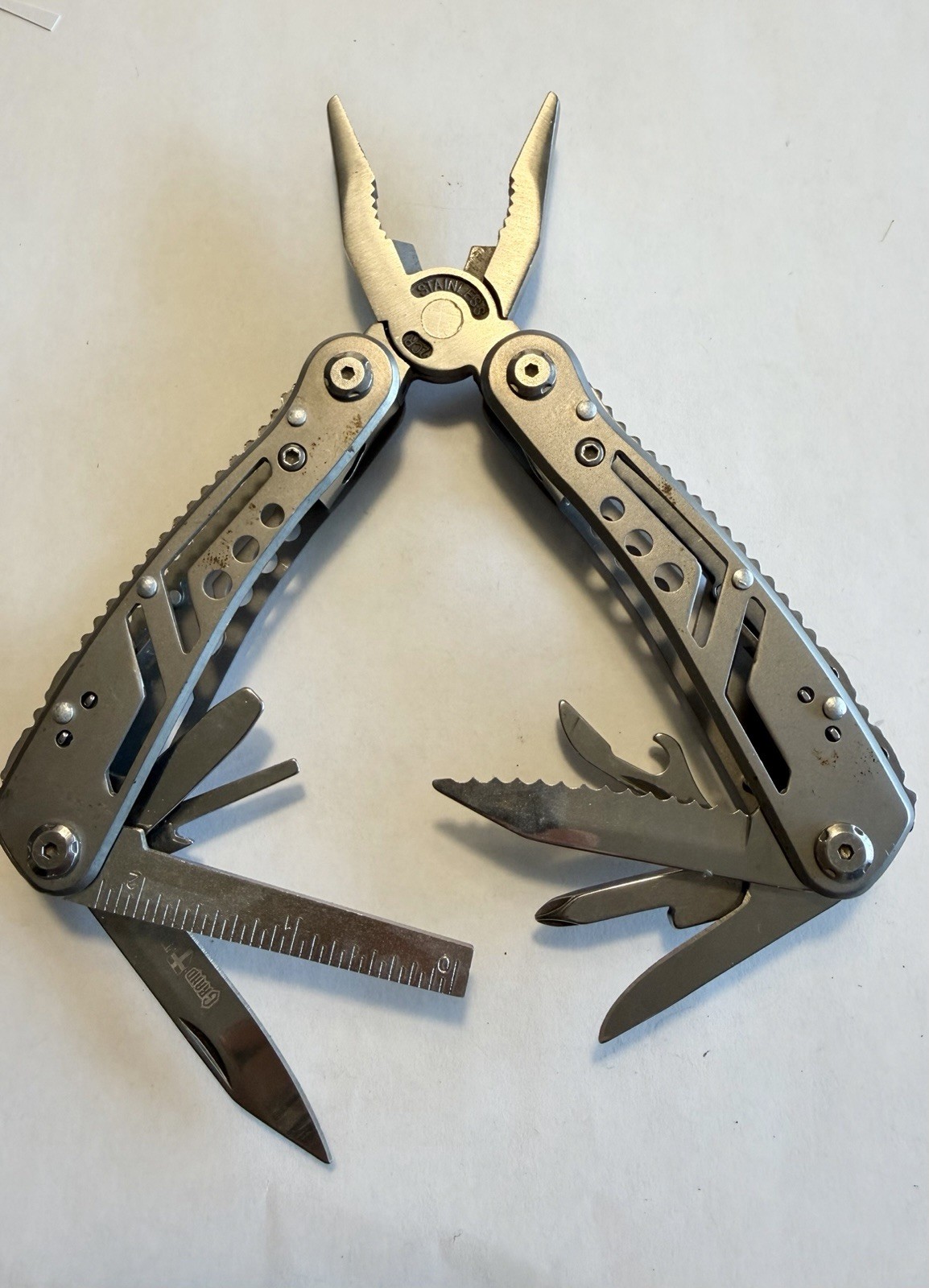 Grand Way Stainless Steel 9 In 1 Multi Tool Plier Knife Blades Screw Driver…