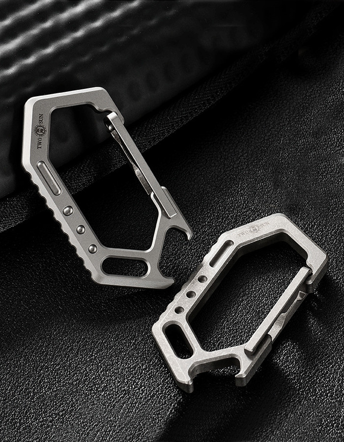 EDC Titanium Keychain Carabiner Car Keys Holder Organizer w/ Bottle Opener Tool
