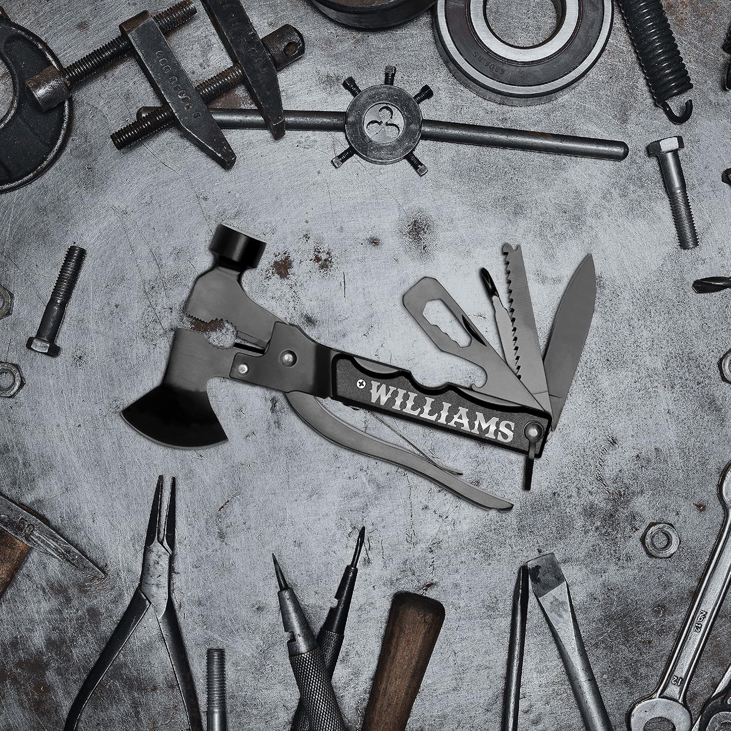 Laser Engraved Personalized All-In-One Hammer Multitool w/Name/Customizable Text