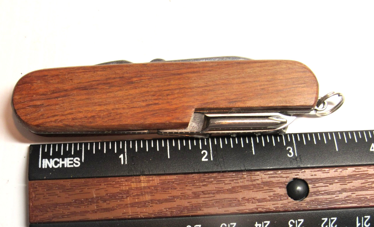 Set of 2 Wood Trim Multi Function Pocket Knife Camping Hiking Tool+Beltloop clip