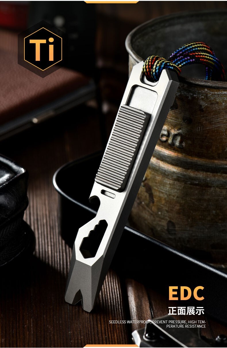 Titanium Multi Tools Pry Bar Crowbar Fidget Clicker Card Toy Stress Relief EDC