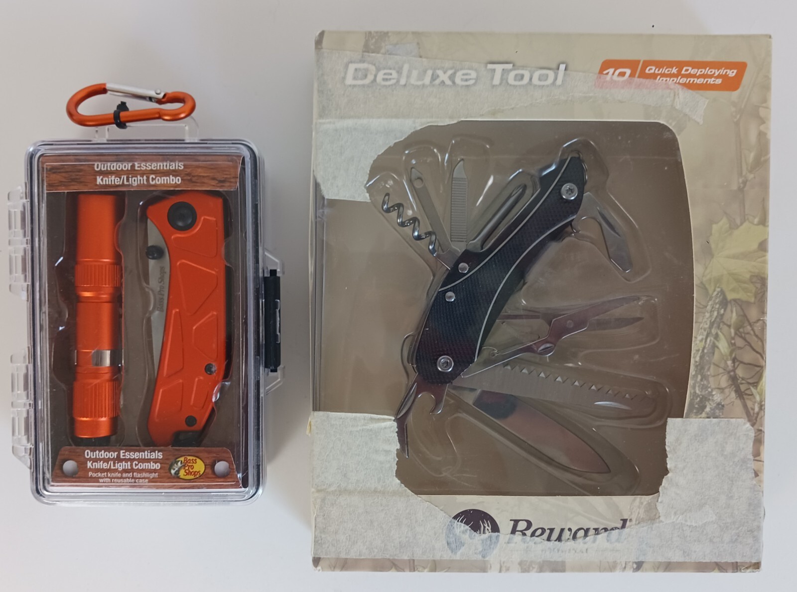 2 Knife Sets, Bass Pro Shop 8-in-1 Pocket Tool/Light Combo, Remington Deluxe Too