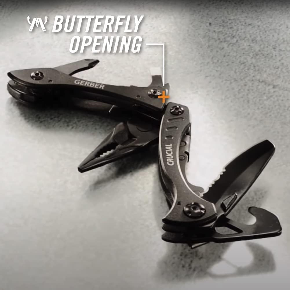 Gear Crucial EDC Multitool Pocket Knife with Clip and Strap Cutter for Camping a