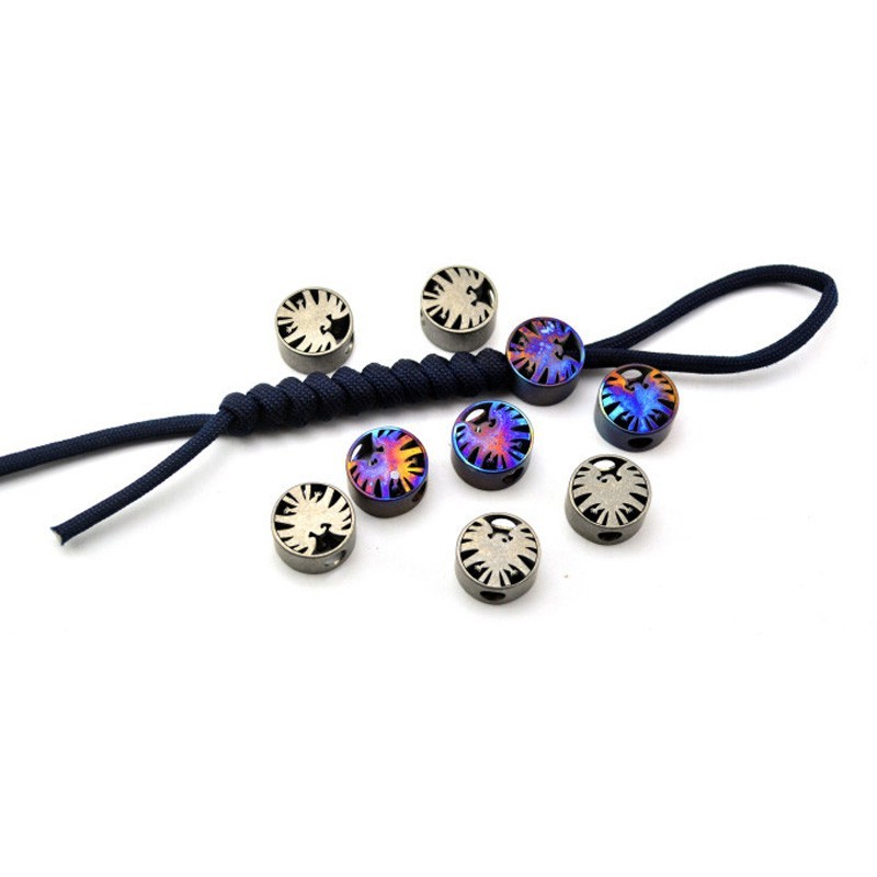 Bird Emblem Metal Knife Lanyard Bead EDC Zipper Pull Pendant Charm