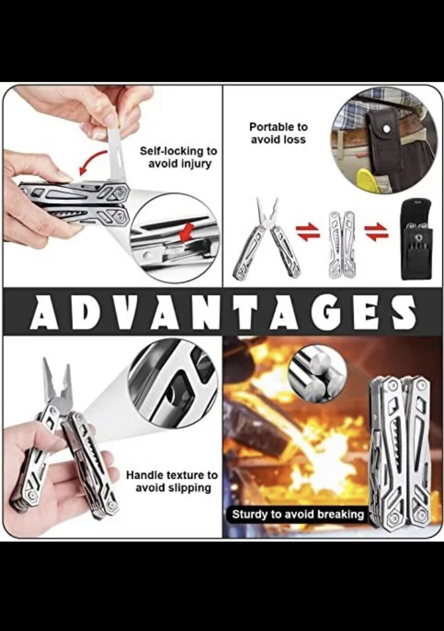 WETOLS Multitool 21-in-1 Hard Stainless Steel Multitool Foldable & Self-Locki…