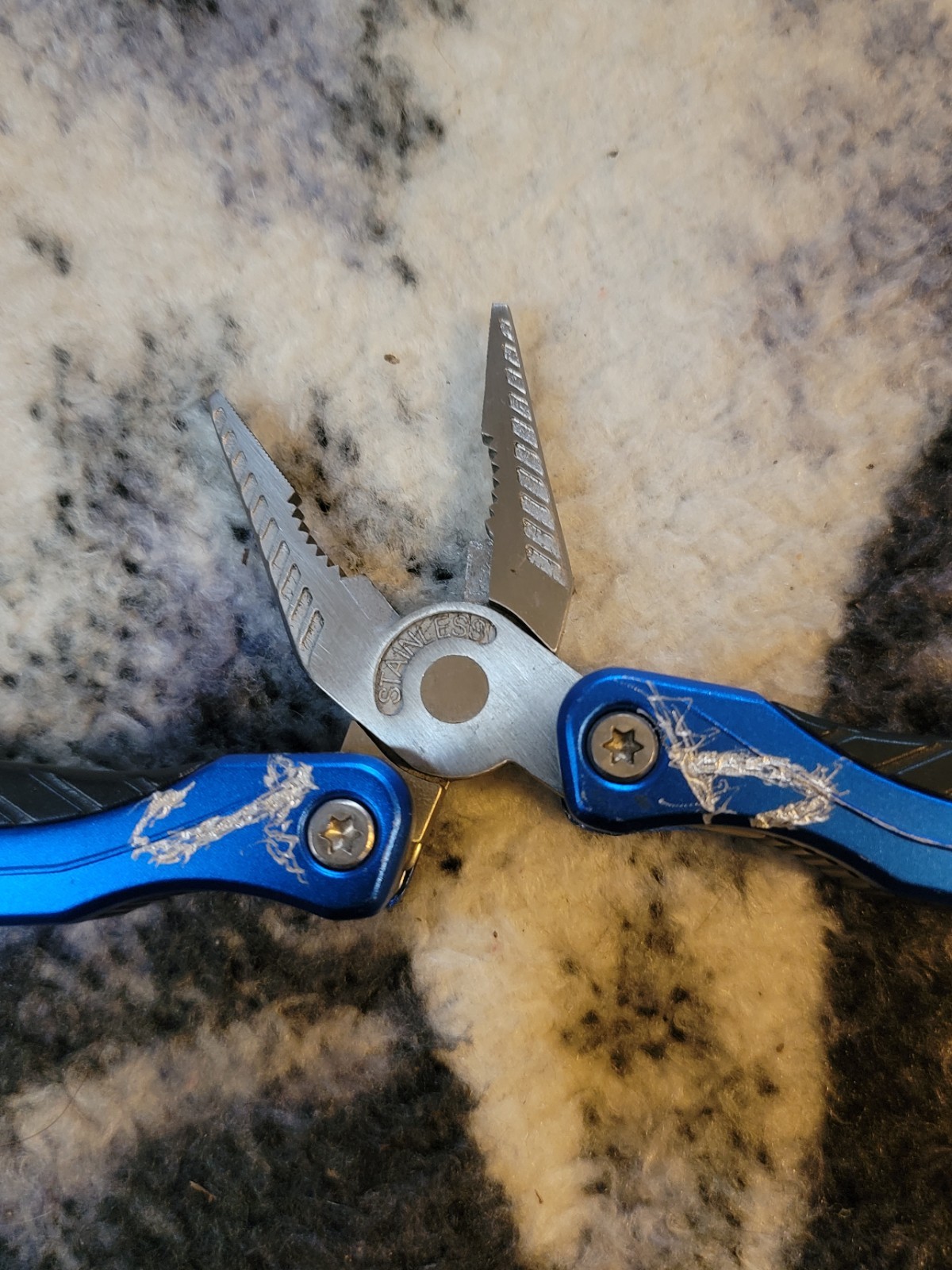 Rapala Fishing Multi Tool Blue Handle Stainless Steel w Nylon Pouch