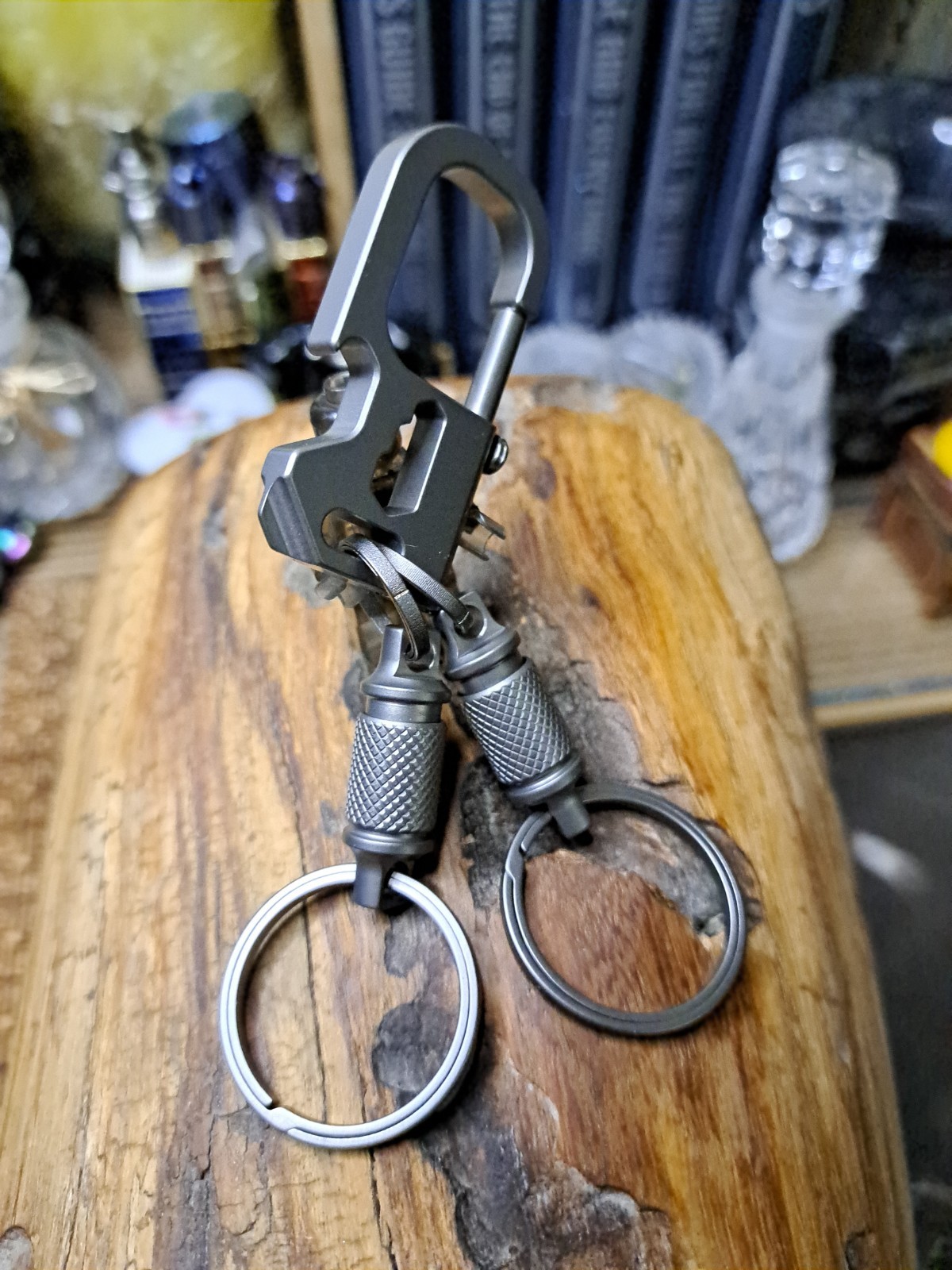 Pro Series Titanium Carabiner Keychain with Quick Releases and Titanium Keyrings
