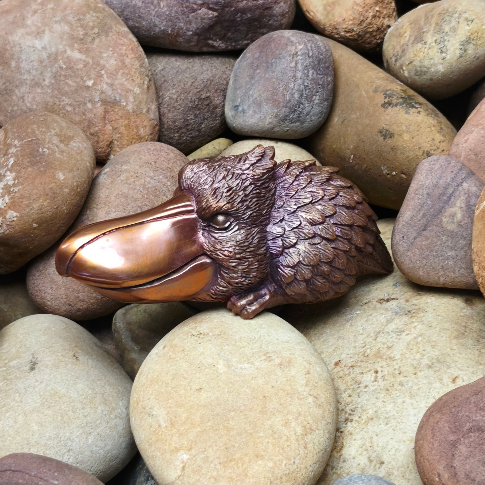 Purple copper Shoebill ‌Whale head Stork ornament Solid handcraft statue bird