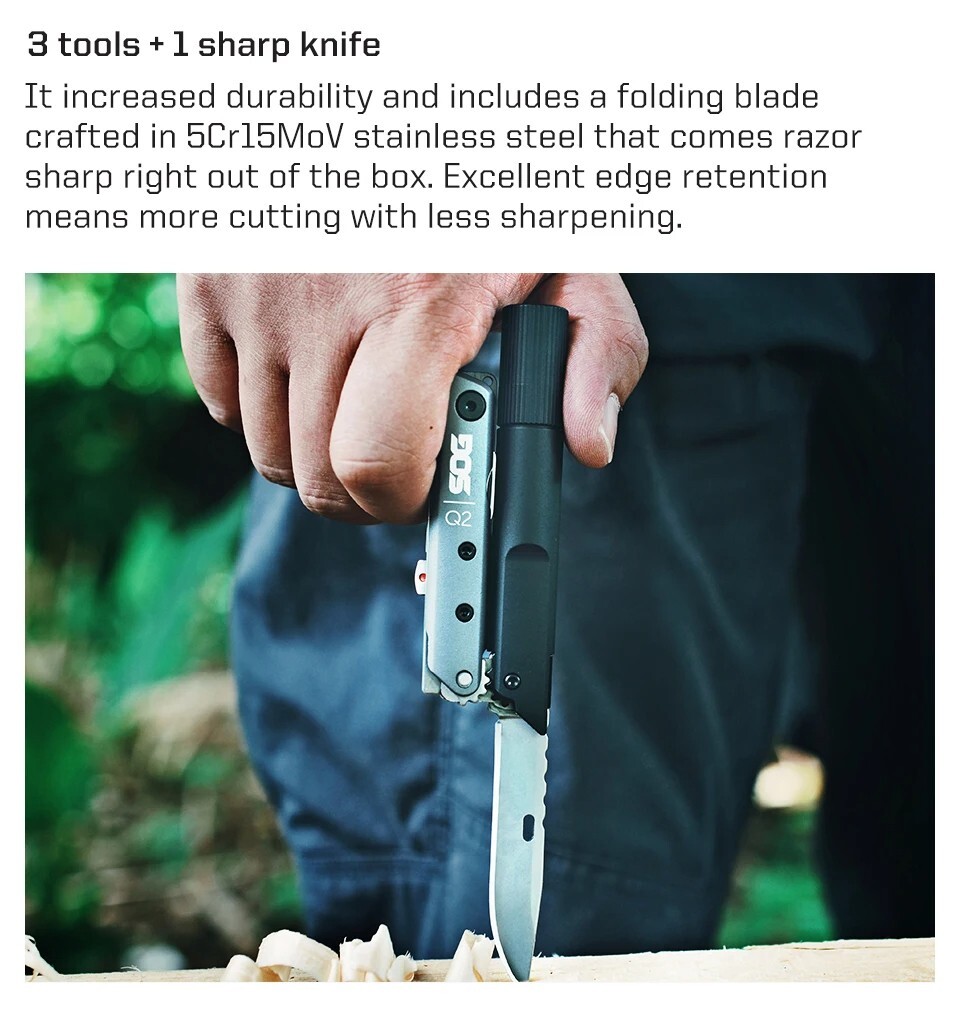Q2 Mini Multifunctional Pen With Folding Knife LED Flashlight Multi-Tools Pocket