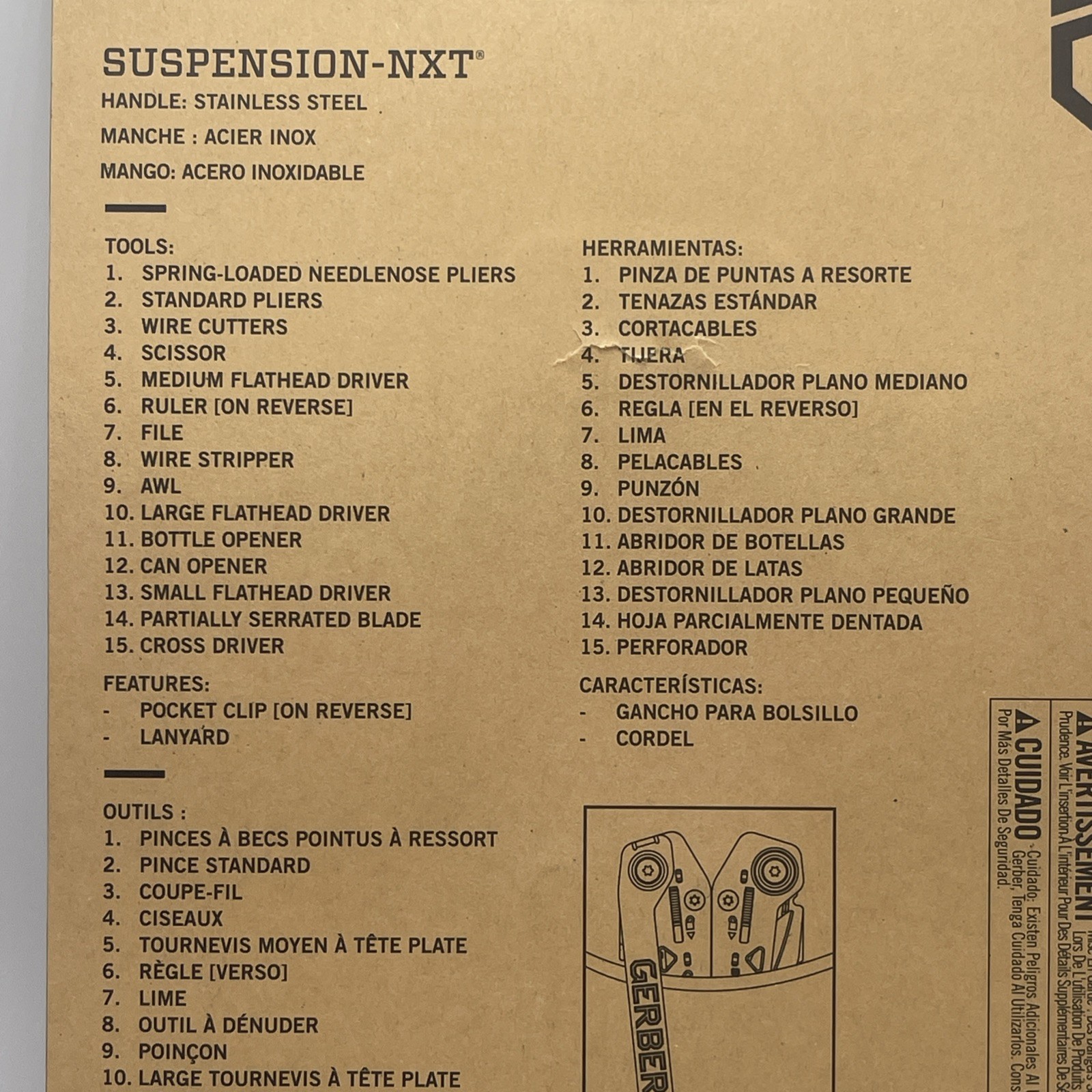 Gerber Suspension-NXT Multi-Tool – 15 Tools – Stainless Steel – New