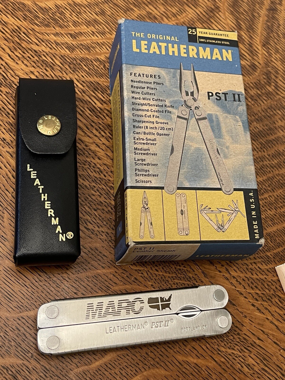 NOS 1998 RARE THE ORIGINAL NEW LEATHERMAN PST II MULTI-TOOL “MINTY” CUSTOM ETCH