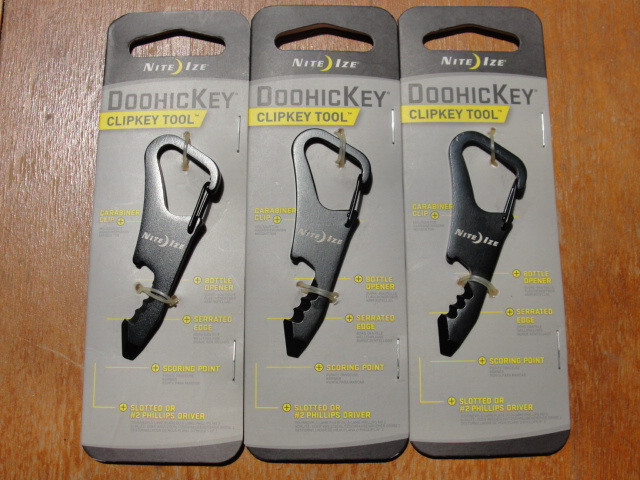 New 3 Pack Nite Ize DoohicKey Black Durable Stainless Steel Travel CLIPKEY TOOL