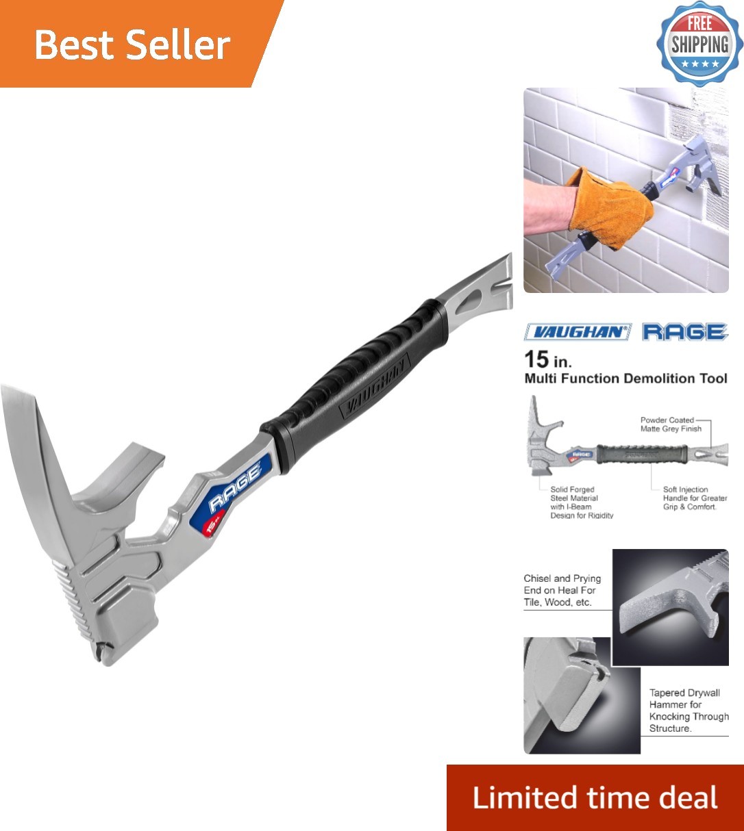 Vaughan 15 Inch Heavy-Duty Multi-Function Demolition Tool – Blue Innovation