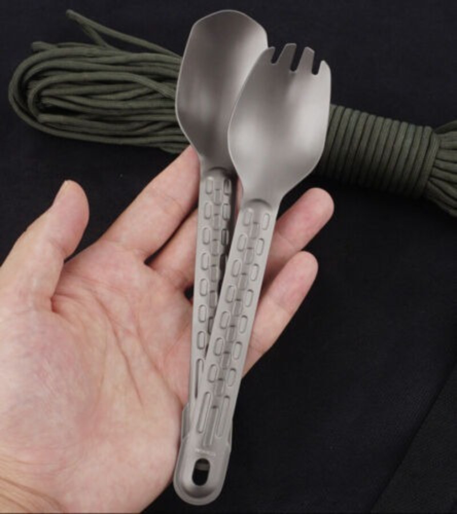Pure Titanium Spoon / Fork Spoon Tableware Outdoor Travel Portable Meal Tool EDC