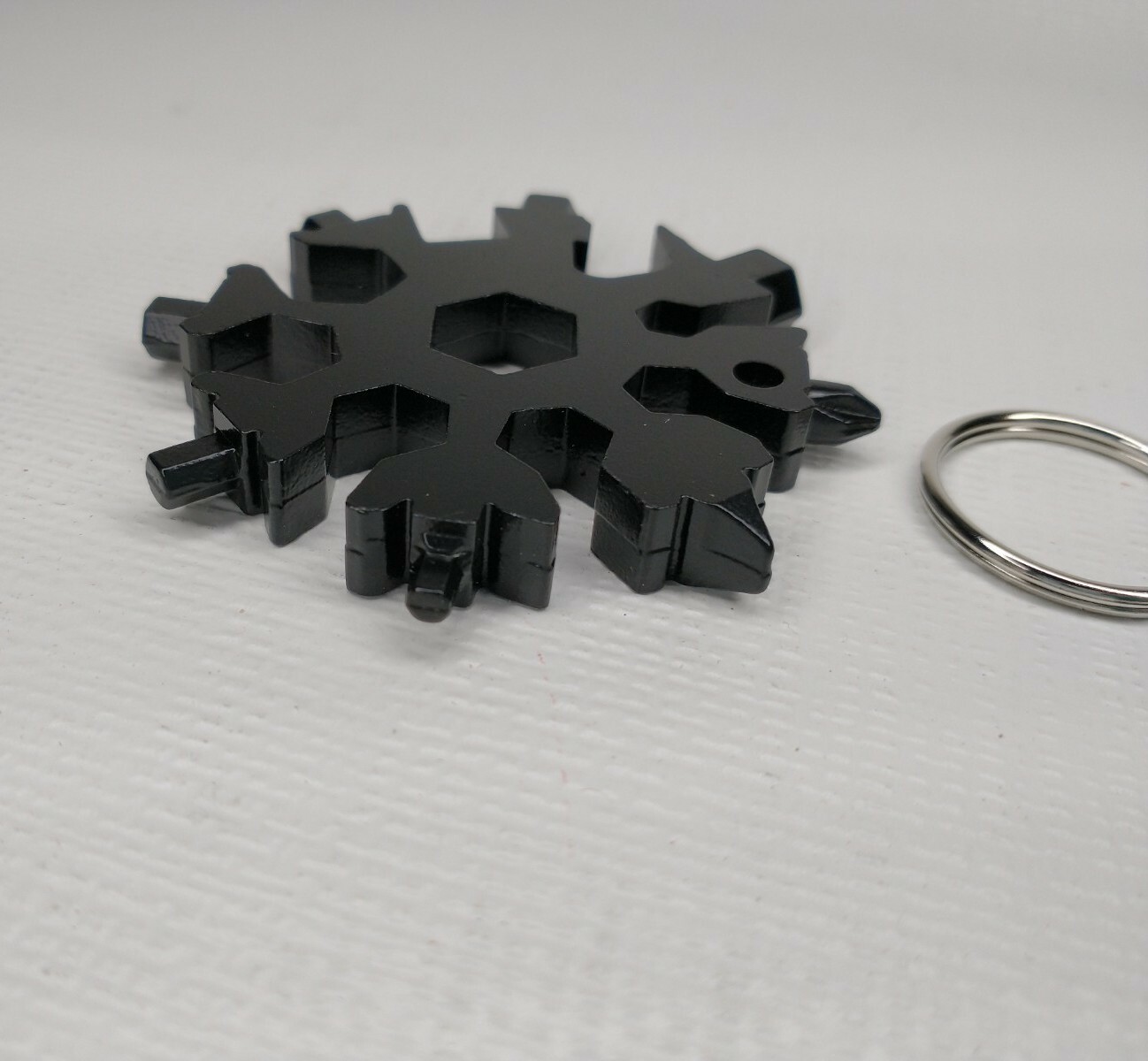 Black Snowflake Multi Tool Keychain Key Ring Gift Idea