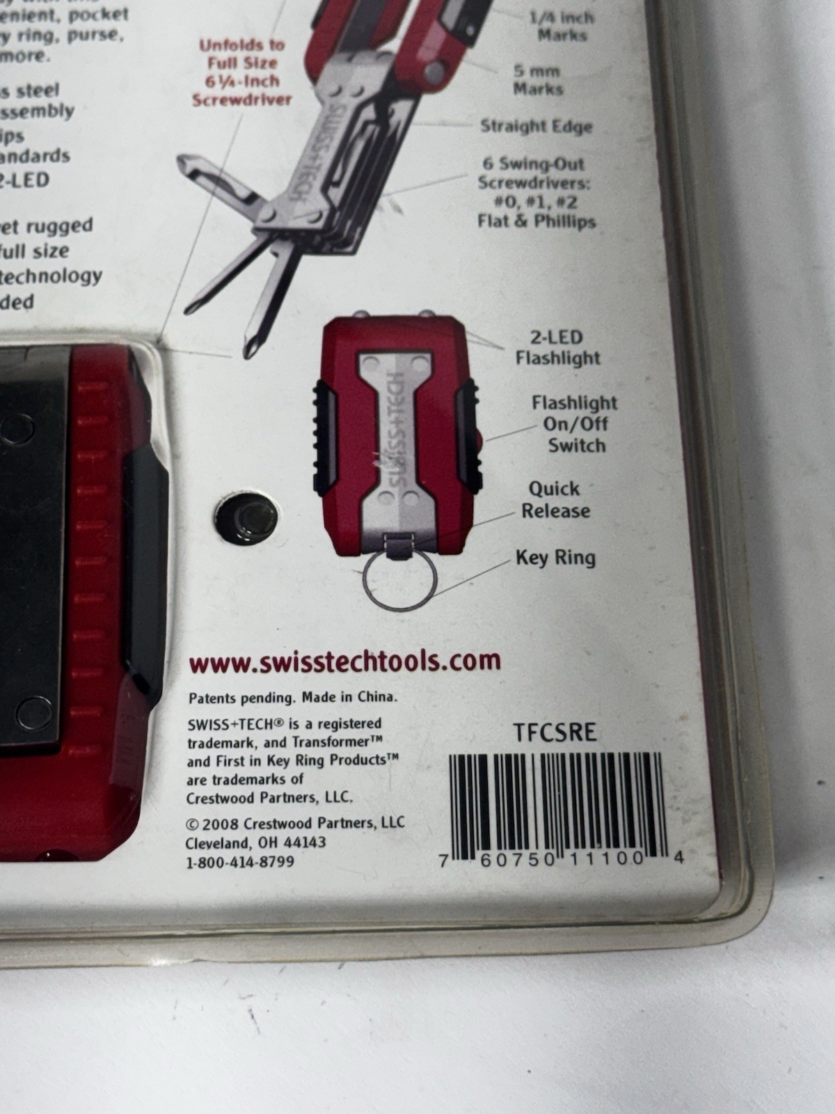 SWISS TECH Transformer 11-in-1 Key Ring Screwdriver Set w/Flashlight New NOS